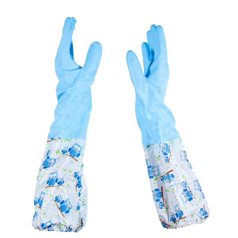 TRIXES Long Rubber Pond and Drain Gloves  Household & Garden Chores, Gardening, Weeding, Washing, Cleaning & Dishwashing  Extra Protection for Sleeves - Heavy Duty, Waterproof and Lined for Warmth Blue - PawsPlanet Australia