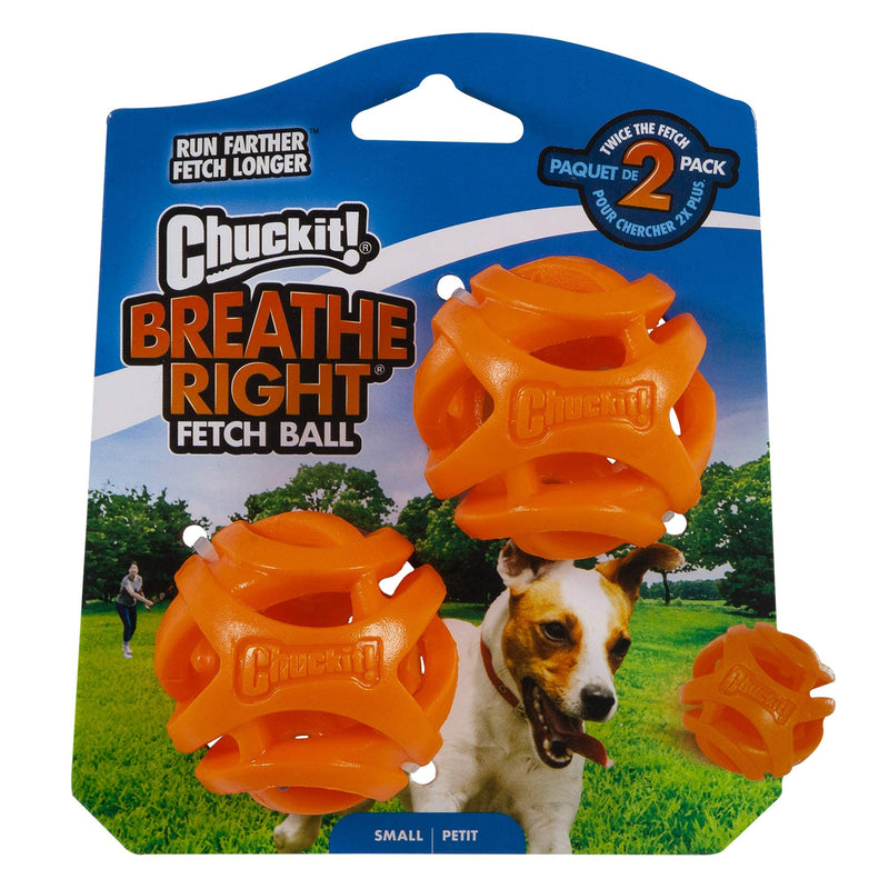 Chuckit! Ball Breathe Right Fetch Ball Small By 2 Balls to Pursue For Dog &Ultra Ball, Durable High Bounce Rubber Dog Ball, Launcher Compatible, 2 Pack, Small, (Packaging May Vary) Small, 2 pack + Ultra Ball, Small, 2 Pack - PawsPlanet Australia