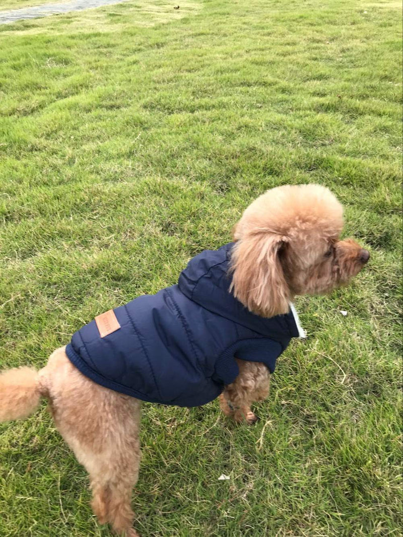 Komate Warm Winter Dog Jacket Coat Fleece Lined Thick Coat Vest Cloth for Small Medium Large Dogs with Easy to Use Snap On Buttons (S (Chest Size 40cm), Blue) S (Chest Size 40cm) - PawsPlanet Australia