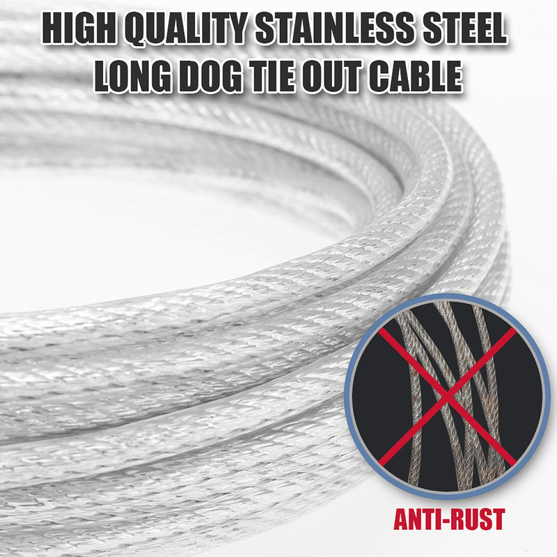Dog Tie Out Cable and Stake - Heavy Duty Anti-rust Stake 20FT / 30FT Long Dog Leash with Buffer Spring - Playing/Training in the Yard, Running, Hiking, Camping Outdooor - for Small, Medium, Large Dogs - PawsPlanet Australia