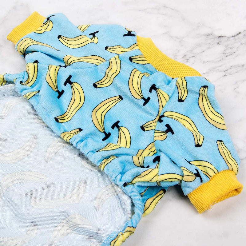 [Australia] - CuteBone Dog Pajamas Cat Pajamas Dog Apparel Dog Jumpsuit Pet Clothes Pjs S (Chest Girth14.5’’) Banana 