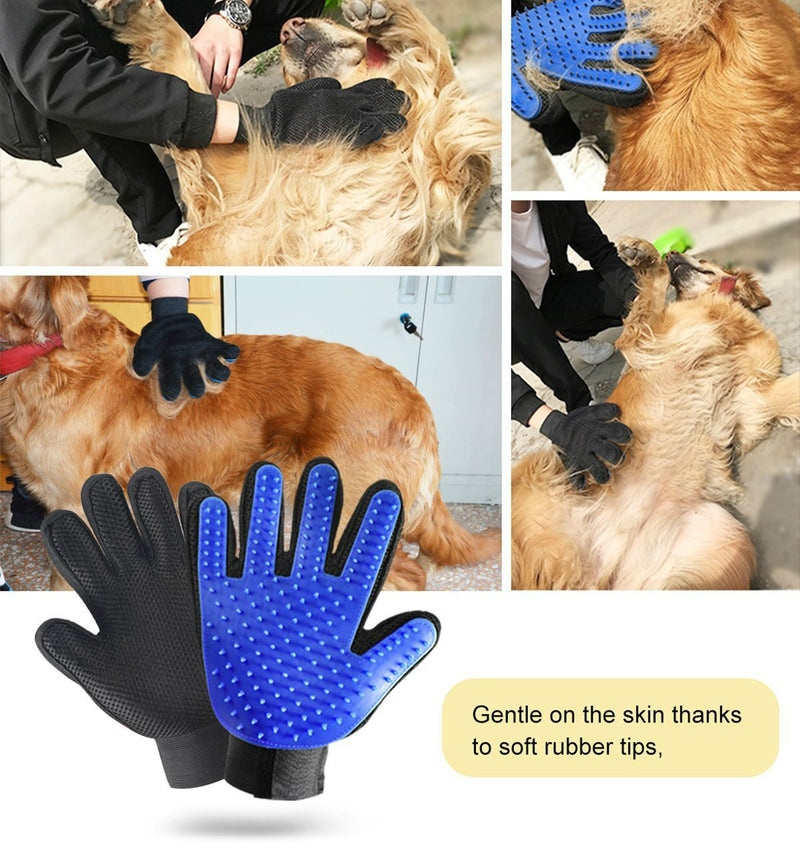 [Australia] - Pet Hair Products - Pet Grooming Gloves & Pet Grooming Brush with Massage Pet Hair Remover for Dogs Cats Long & Short Fur Blue, Perfect Massage Petting Tool for Cats, Dogs & Horses (Blue, 1 Pair) 