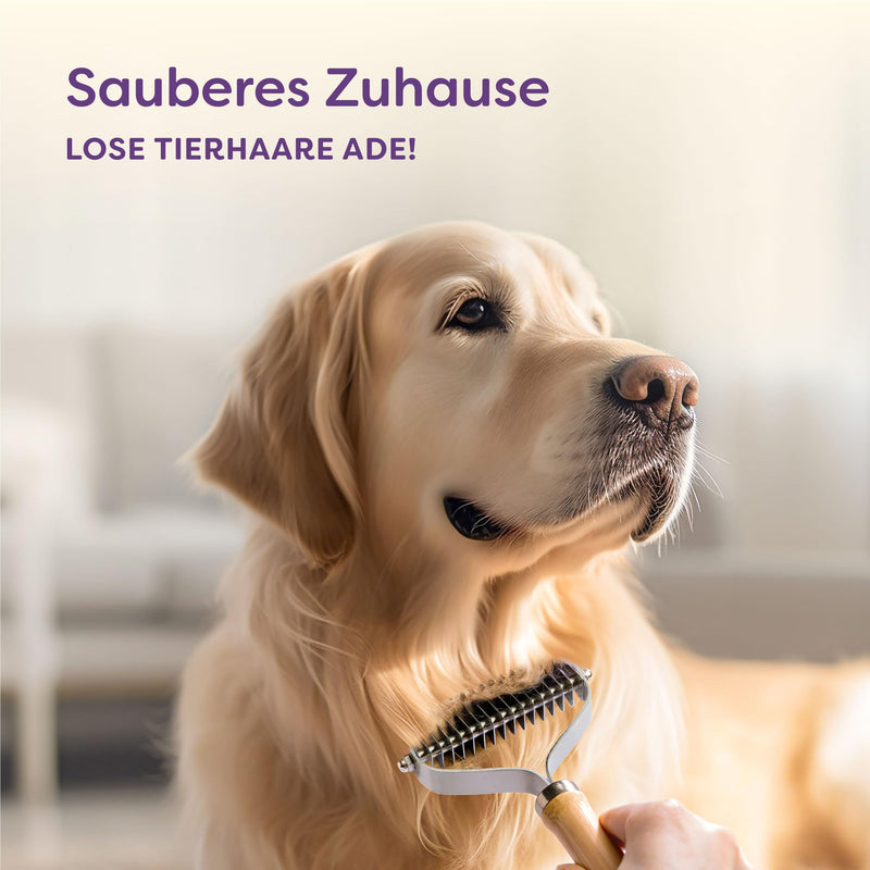 Dog brush - Effective removal of undercoat - Sustainable FSC wood - Soft care - Double-sided fur brush - Dog & cat brush - PawsPlanet Australia