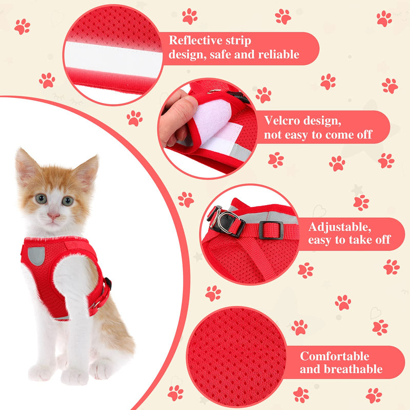 2 Pieces Mesh Cat Harness and Leash Set Adjustable Small Dog Harness Breathable Cat Vest Harness with Reflective Strap Safety Belt Fit for Walking Pet Kitten Puppy (S Size) S Size - PawsPlanet Australia