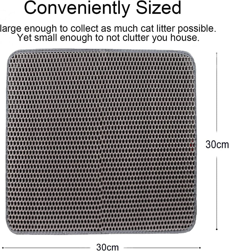 Louis Donné cat litter box mat, cat litter mat, cat litter box underlay, honeycomb design, cat litter box mat, waterproof double layer design, honeycomb cat litter mat (30 x 30 cm, grey) 30 x 30 cm grey - PawsPlanet Australia