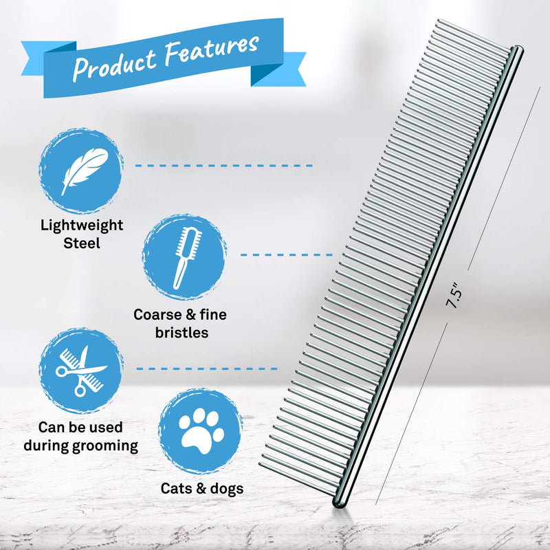 Metal Flea Comb for Pets and Dog Grooming Brush Double Sided Flea Removal Comb for Detangling and Defleaing Pets with Long Hair Flea Comb Metal - PawsPlanet Australia