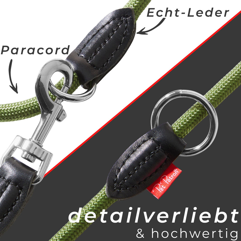 PetPatron® adjustable dog leash 3m - shoulder leash & double leash perfect for large dogs (45 kg) thanks to the extreme strength up to 200 kg - green 3 m x 1.1 cm - PawsPlanet Australia