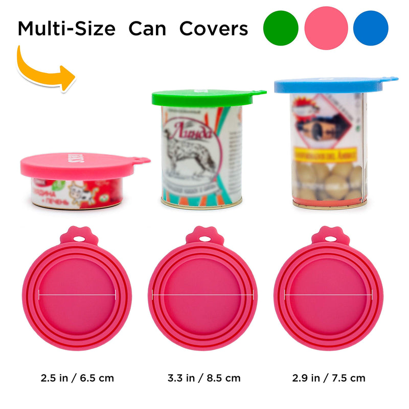 KEKS Pet Can Covers - 2 Pack - BPA Free, Food Grade Silicone Covers - Multisize Pet Food Storage Covers - One Size Fits All Standard Dog Food Cans and Cat Food Cans - Dog Can Lids Pink - PawsPlanet Australia