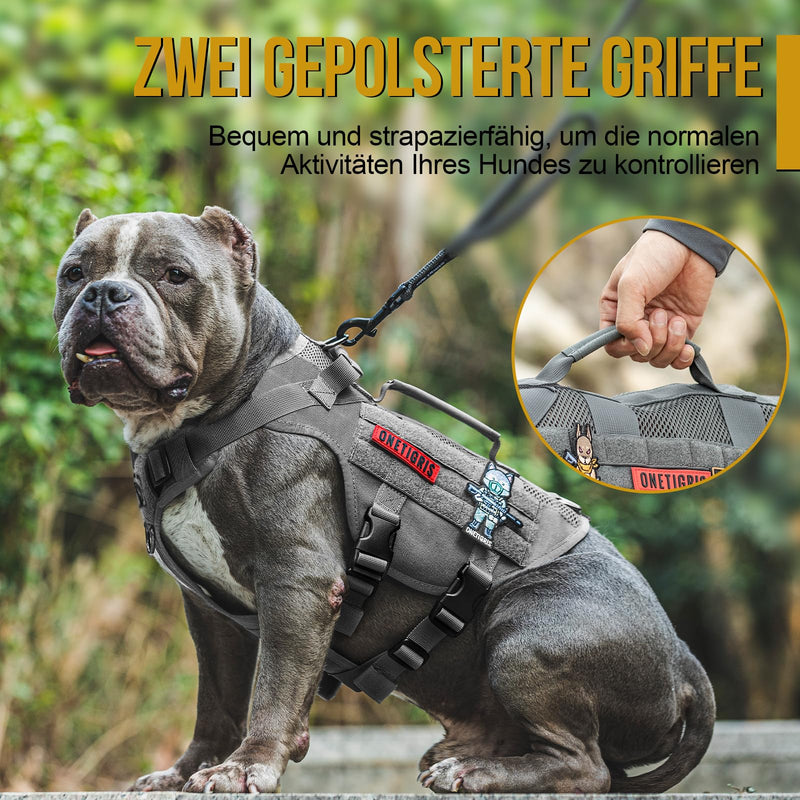 OneTigris No-Pull Dog Harness, AIRE MESH Adjustable Safety Harness Ultra Breathable for Large/Medium Dogs Chest Harness Dog Harness with 2 Handles Dog Vest Gray S (Neck: 36-51cm, Chest: 51-69cm) - PawsPlanet Australia