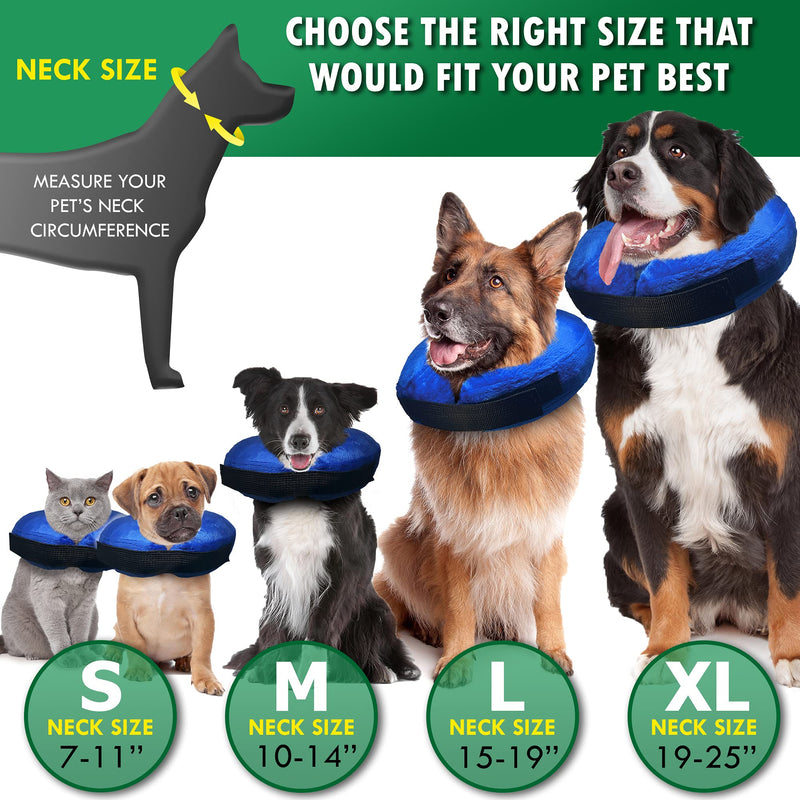 Soft Dog Cone Collar for Large XL Medium Small Dogs for After Surgery - Inflatable Cat Cone Collar - Inflatable Dog Neck Donut Collar - Elizabethan Collar for Dogs Recovery - Dog Cones Alternative - PawsPlanet Australia