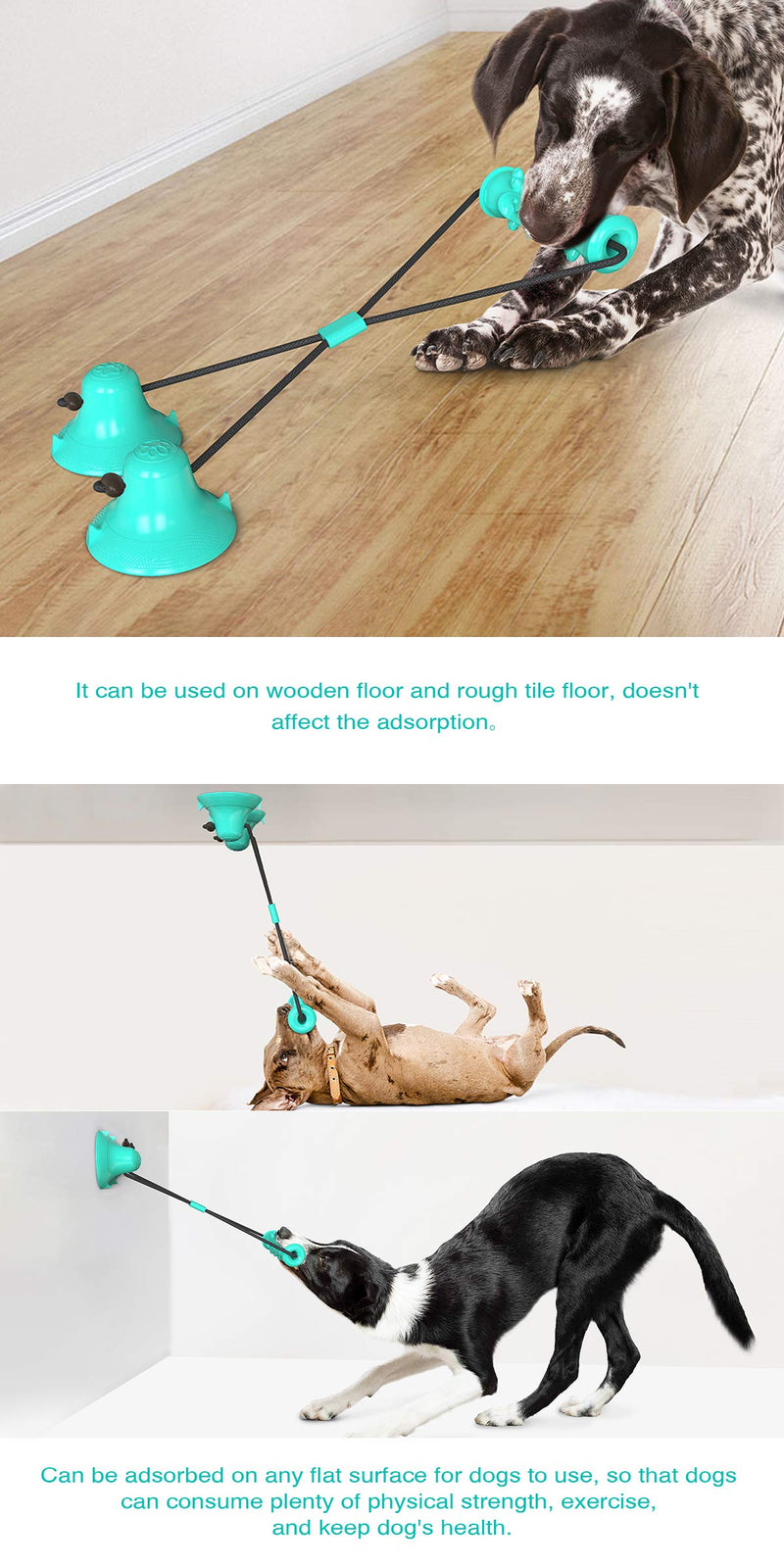 Dog Chew Rope Toy Suction Rubber Chew Dog Self-playing Chew Toy Toy Dog Rope Toy with Suction Cup Puppy Training Toy Teeth Cleaning Dental Care Rubber Tooth Brush - PawsPlanet Australia