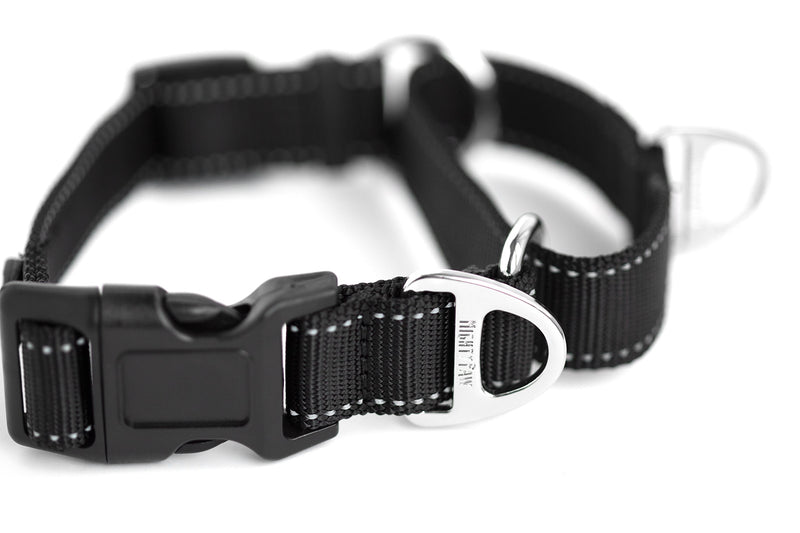 [Australia] - Mighty Paw Martingale Nylon Training Collar. Our Trainer Approved Limited Slip Collar. Modified Cinch Collar for Controlled Force for Optimal Training. Reflective Stitching to Keep Your Dog Safe! Medium Black 