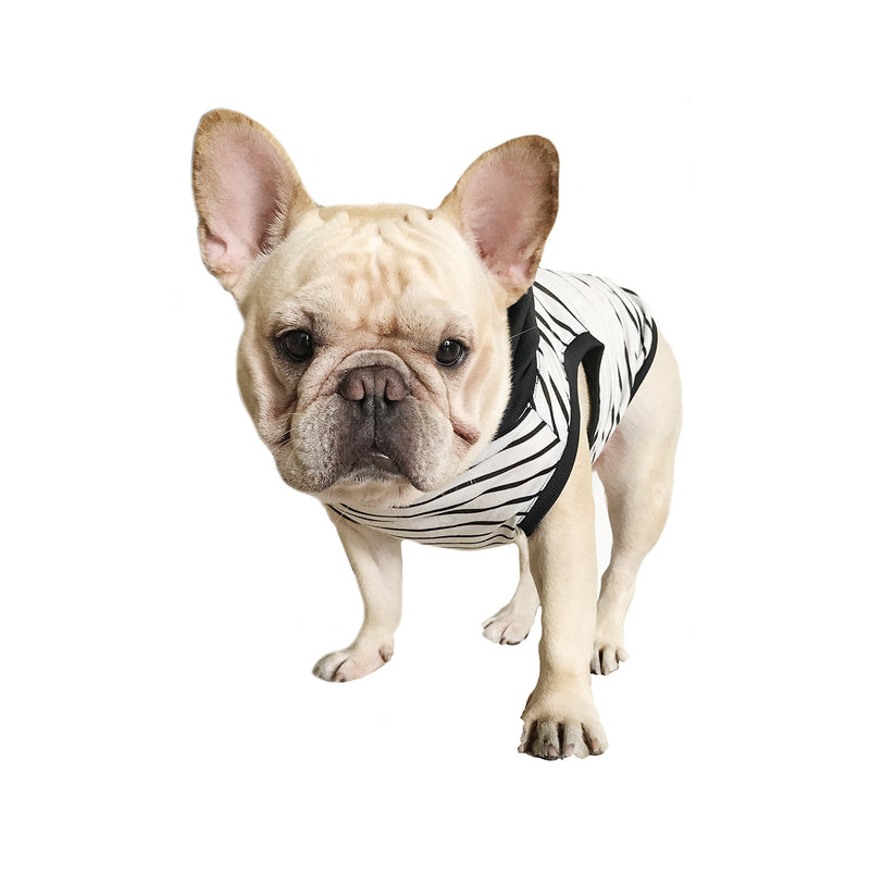 Black White Stripe With Black Hoodie Pet Clothing for French Bulldog or Pug Wear Use Comfortable Fabric - PawsPlanet Australia