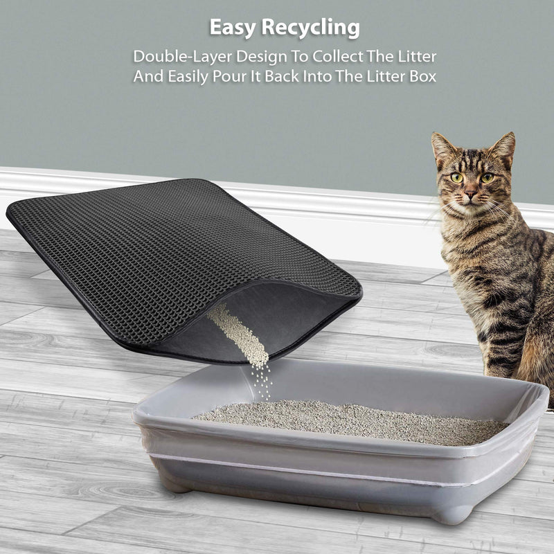 PAWBEE Cat Litter Mat - 30” X 24” Honeycomb Design Litter Mat - Double-Layer Cat Mat Litter Rug - Non Slip Large Litter Box Mat - Easy Clean Litter Trapping Mat - Waterproof & Washable Litter Trapper - PawsPlanet Australia