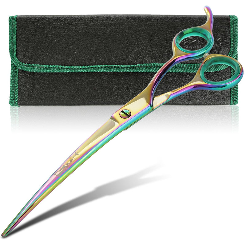 [Australia] - SHARF Professional 8.5" Curved Rainbow Pet Grooming Scissors: Sharp 440c Japanese Clipping Shears for Dogs, Cats & Small Animals| Rainbow Series Hair Cutting/Clipping Scissors w/Easy Grip Handles 