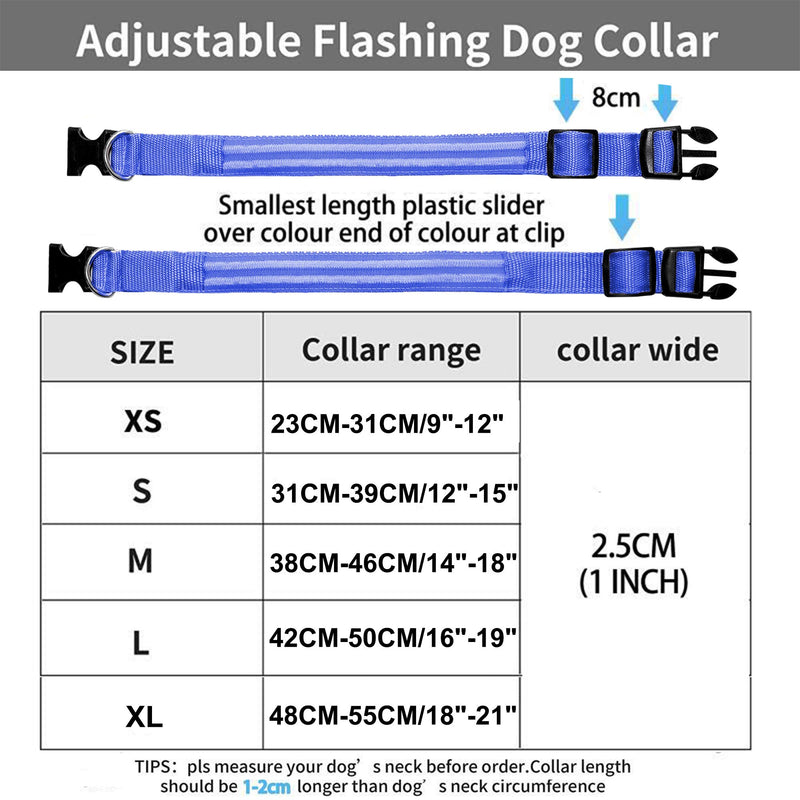 MELERIO LED Dog Collar Flashing Light Up with USB Rechargeable & 100% Waterproof, Super Bright Flashing Dog Collar with 10 Hours Working Time (XL, Blue) XL - PawsPlanet Australia
