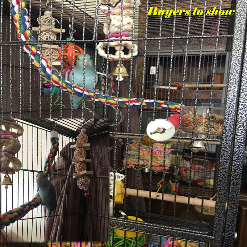 [Australia] - ILESON Bird Rope Perches Stand Ladder Toys for Parrots Parakeets Cockatiels Conures Macaw Lovebirds Budgies Swing Cage Accessories Comfy Bird Bungee Rope Perch Boing with Bell 