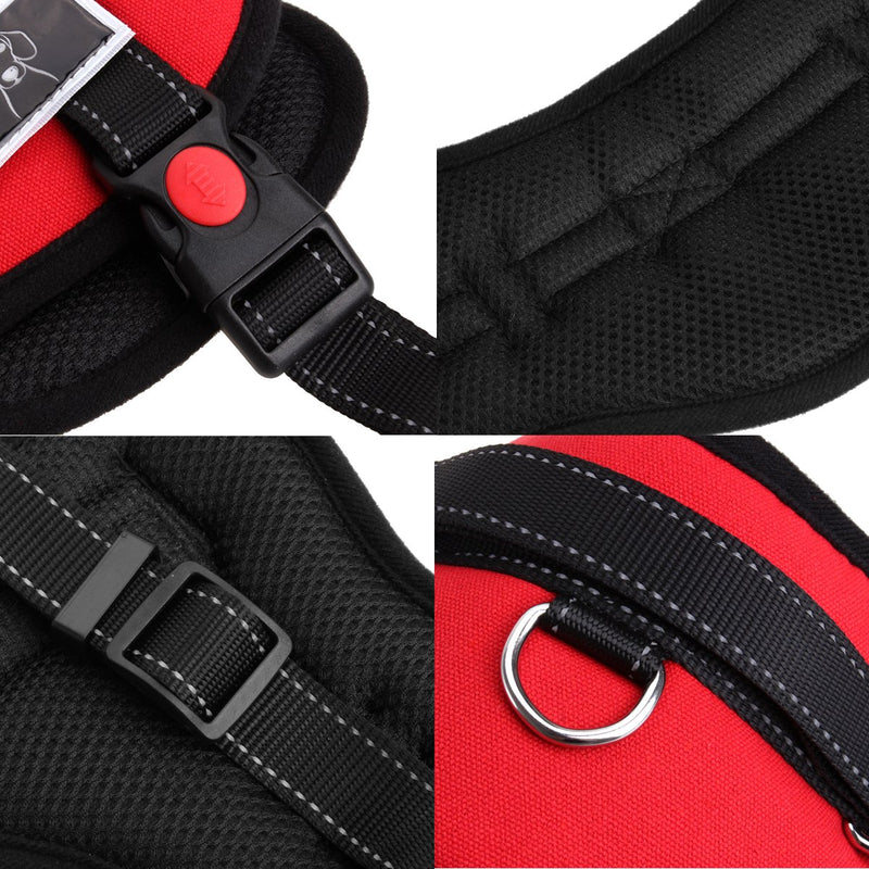 Gankarii No-Pull Padded Adjustable Dog Training Walking Harness Vest, Red, Small - PawsPlanet Australia