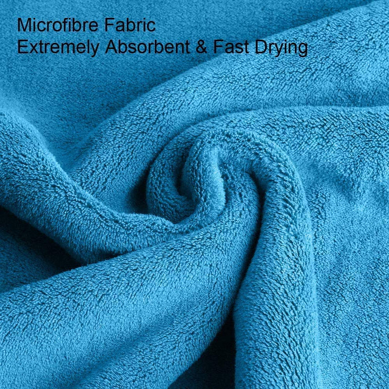 Dry My Dog Microfibre Towel with Pockets Large size: 100cm x 66cm Soft Quick Drying UK Seller (Blue-Grey) Blue - PawsPlanet Australia