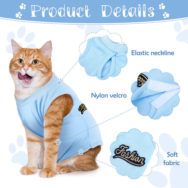 Xuniea 2 Pieces Cat Recovery Suits Abdominal Wounds Cat Recovery Body Wraps Breathable Collar Alternative for Cats and Dogs Wear Anti Licking Wounds Home Indoor Pets Clothing Small - PawsPlanet Australia