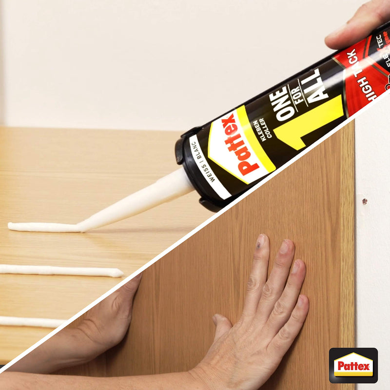 Pattex One For All High Tack, high-quality assembly adhesive, strong adhesive for all surfaces, flexible and powerful all-purpose adhesive, 1 x 440g cartridge white 440 g - High Track - PawsPlanet Australia