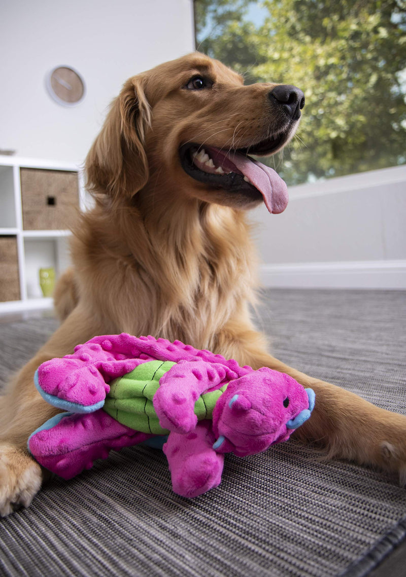 [Australia] - goDog Dragon with Chew Guard Technology Tough Plush Dog Toy, Pink, Large 