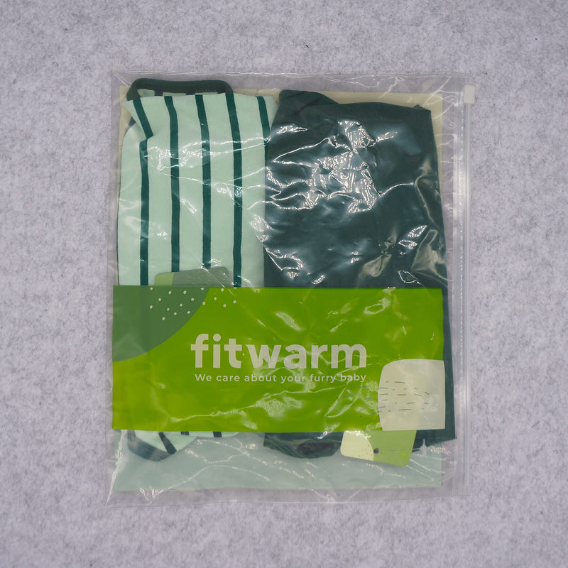 Fitwarm 2-Pack 100% Cotton Striped Dog Shirt for Pet Clothes Puppy T-Shirts Cat Tee Breathable Strechy X-Small Dark Green - PawsPlanet Australia