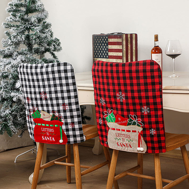 Lalilali Christmas Chair Covers Decoration Set of 2 Buffalo Plaid Christmas Chair Back Covers Xmas Dining Chair Slipcovers for Christmas Kitchen Dining Room Chairs - PawsPlanet Australia