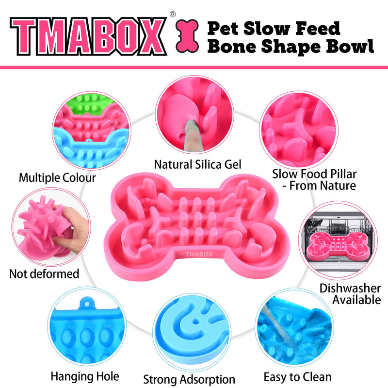 [Australia] - TMABOX Slow Feeder Dog Bowl,Fun Feeder Dog Cat Bowls, Stop Bloat Dog Puzzle Maze Bowl,Food Grade Elastic Silicone, High-Strength Tearing, No Deformation, Easy to Clean, Dishwasher Available Small Dog Pink Silicone 