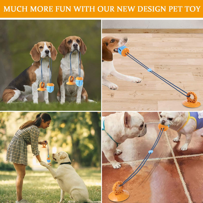 EASYA Dog Multifunction Rope Puzzle Toys/ Chew Suction Cup Tug of War Toy with Teeth Cleaning and Food Dispensing Features /Toy for Small Medium Pets and Large Aggressive Chewers - PawsPlanet Australia