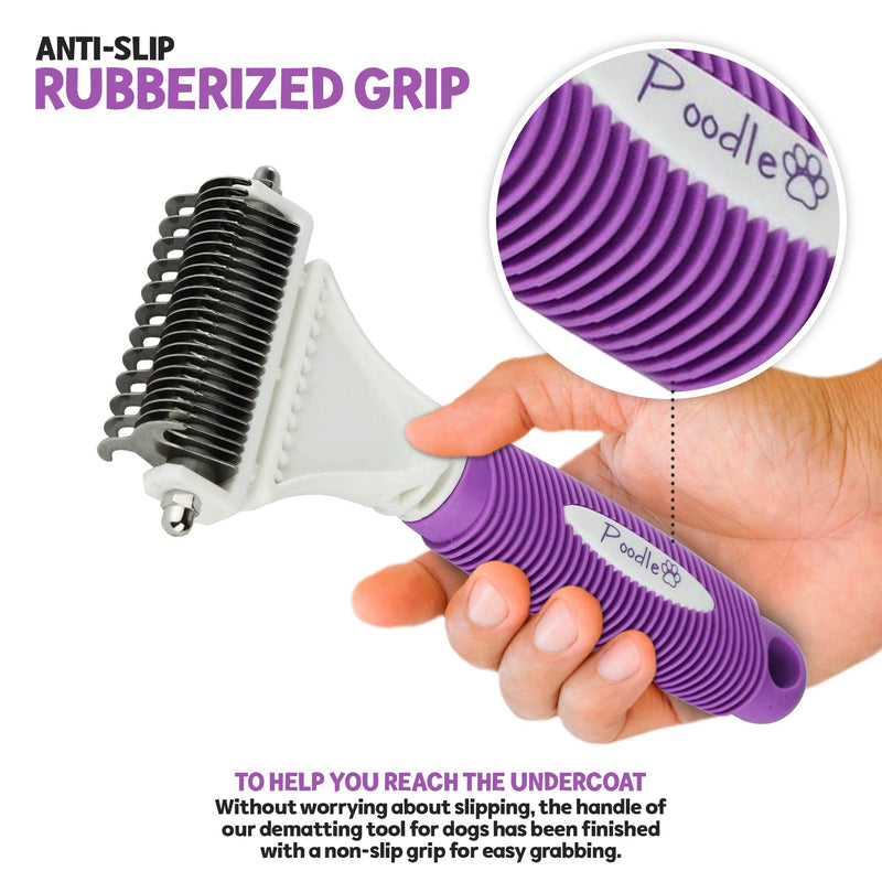 Poodle Pet Dematting Comb for Dogs – Handheld Undercoat Dematter Rake Grooming Tool for Long or Short Hair - PawsPlanet Australia
