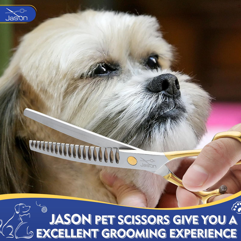 Jason 7.5 inch curved chunker scissors for dogs 19 teeth professional downward curved thinning scissors made of Japanese 440C stainless steel dog scissors with symmetrical handle - PawsPlanet Australia