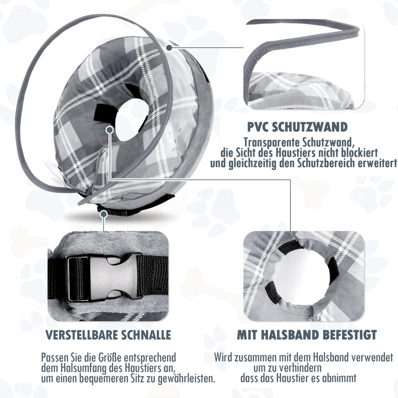 Inflatable Neck Brace for Dogs, Protective Collar for Dogs & Cats, Inflatable Collar for Recovery After Operations or Wounds, Leak Protection Inflatable Neck Brace, Protective Collar Dog Collars Gray M - PawsPlanet Australia