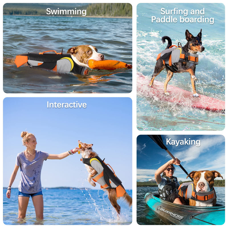 Dog Life Jacket Ripstop Dog Safety Vest Adjustable Preserver with High Buoyancy and Durable Rescue Handle for Small Medium Large Dogs PFD Buoyancy Aid for Dog Floatation Vest Swimming Rescue Device X-Small(Chest:12.9"-13.4") Black - PawsPlanet Australia