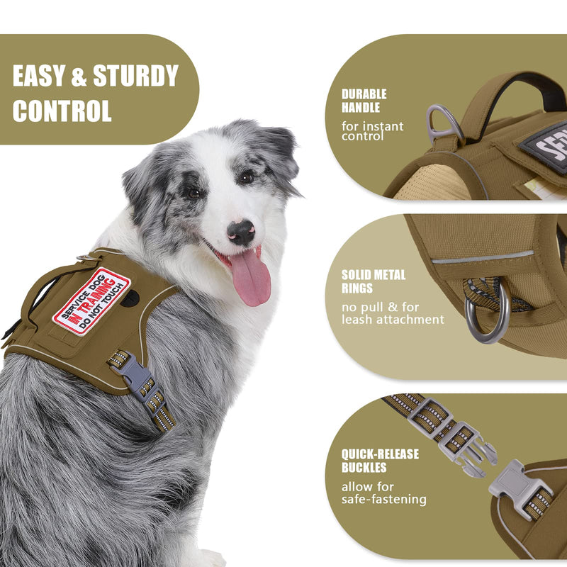 Demigreat Tactical Dog Harness for Large Dogs No Pull,Military Service Dog Harness , Fit Smart Reflective Pet Walking Harness for Training, Adjustable Dog Vest Harness with Handle Green L Large (Pack of 1) ArmyGreen - PawsPlanet Australia
