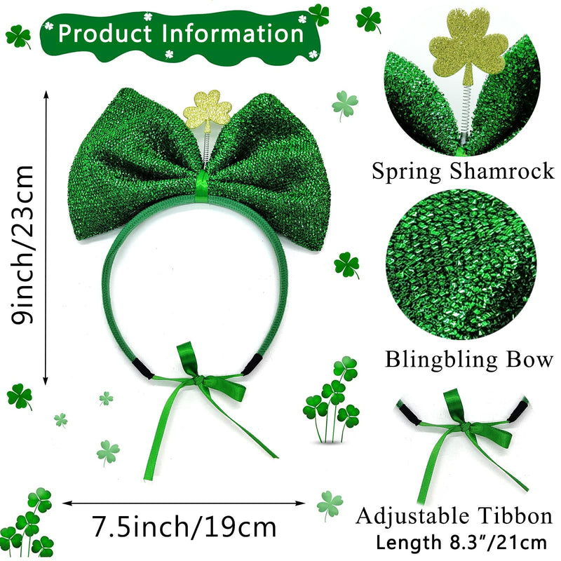 St Patrick's Day Costume 2 Pieces Dog Tulle Tutu Skirt Bowknot Hair Hoop with Shiny Shamrock, Green Irish Lace Dress Cute Headband Holiday Clothes for Medium Large Girl Dogs Cat Parties Decoration Bowtie - PawsPlanet Australia