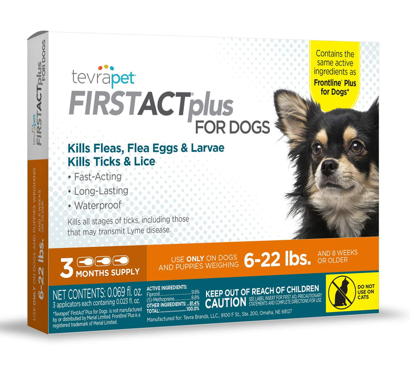 TevraPet FirstAct Plus Flea & Tick Prevention for Dogs Small 6-22 lbs - PawsPlanet Australia