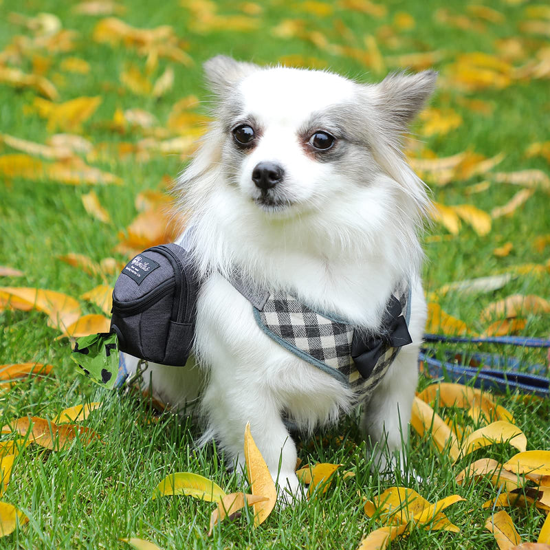 BRIVILAS Dog Poop Bag Holder for Any Dog Leash&Poopbag,Large Waste Bags Dispenser Belt Attachment with Doggie Treat Training Pouch Ideal Gift for Pet Owners Grey - PawsPlanet Australia