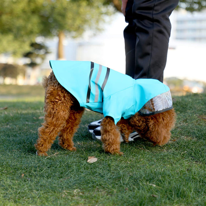 Wizland Dog Raincoat Dog Rain Jacket with Hood Lightweight Waterproof Jacket X-Small to XX-Large Dogs and Puppies Blue - PawsPlanet Australia