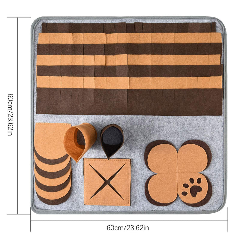 Furpaw Dog Snuffle Mat, Washable Pet Snuffle Mat Dog Puzzle Toys, Fun Foraging Interactive Dog Game Toy for Relieve Boredom – Brown - PawsPlanet Australia