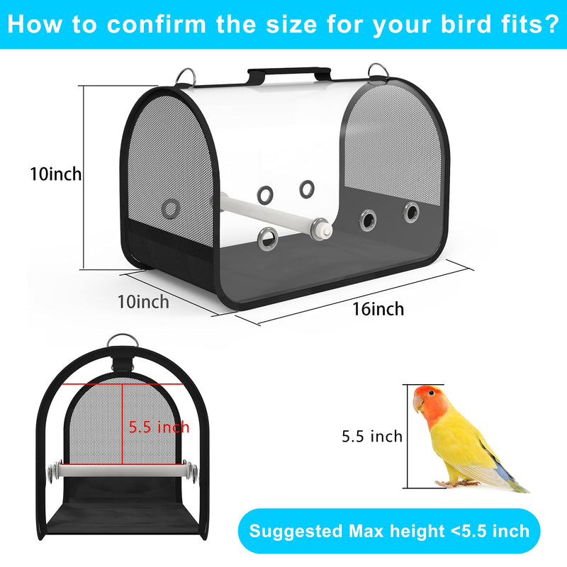 Blue Mars Bird Carrier, Bird Travel Cage Portable&Breathable&Lightweight Pets Birds Travel Cage (Big 10" x 10" x 16") Big Size fits ＜5.5"H(paw to head distance) - PawsPlanet Australia