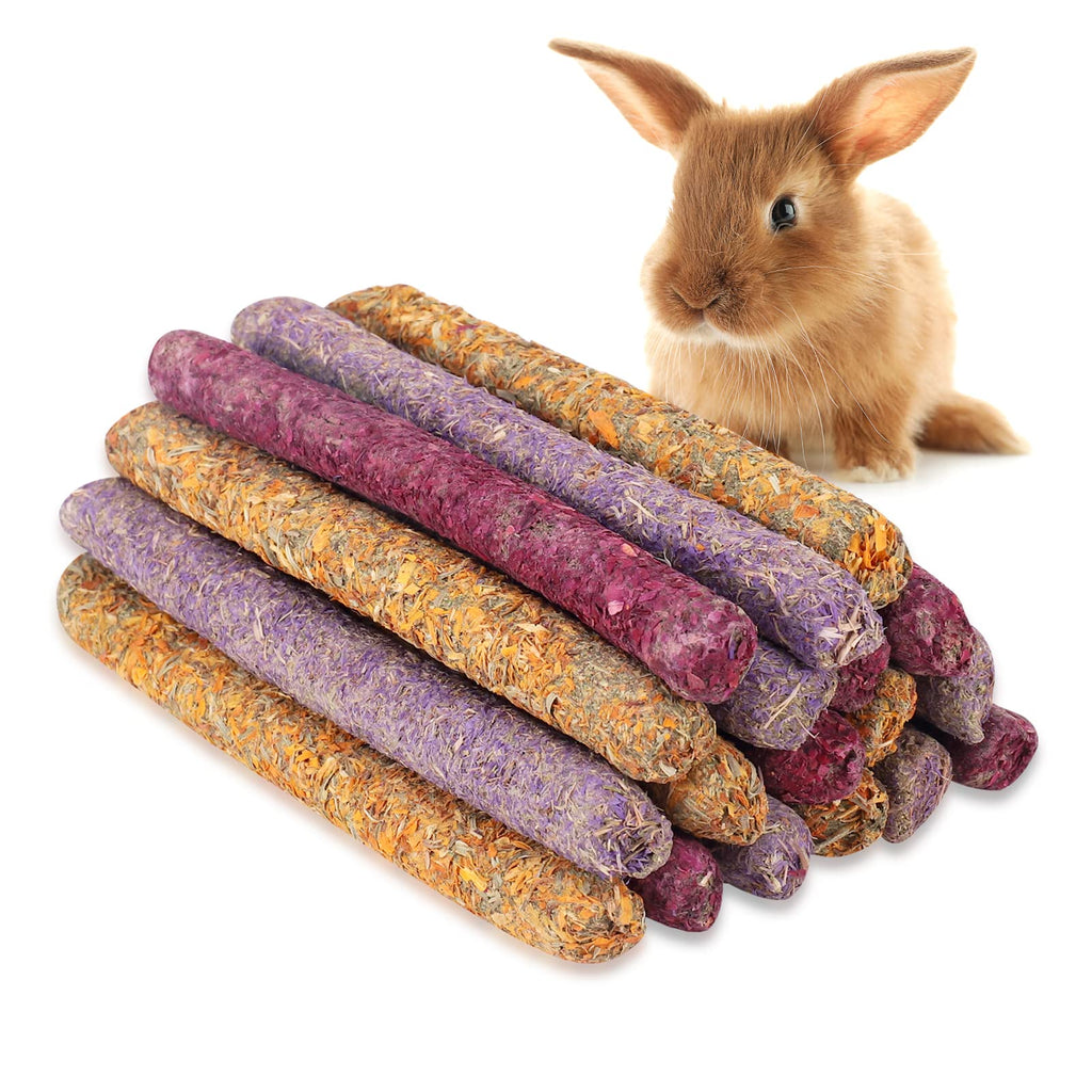 FANTESI Pack of 18 Timothy Hay Sticks, Rabbit Toy Chew Toys for Rabbits, Guinea Pigs, Hamsters, Chinchillas, Bunny Treats, 3 Flavors - PawsPlanet Australia