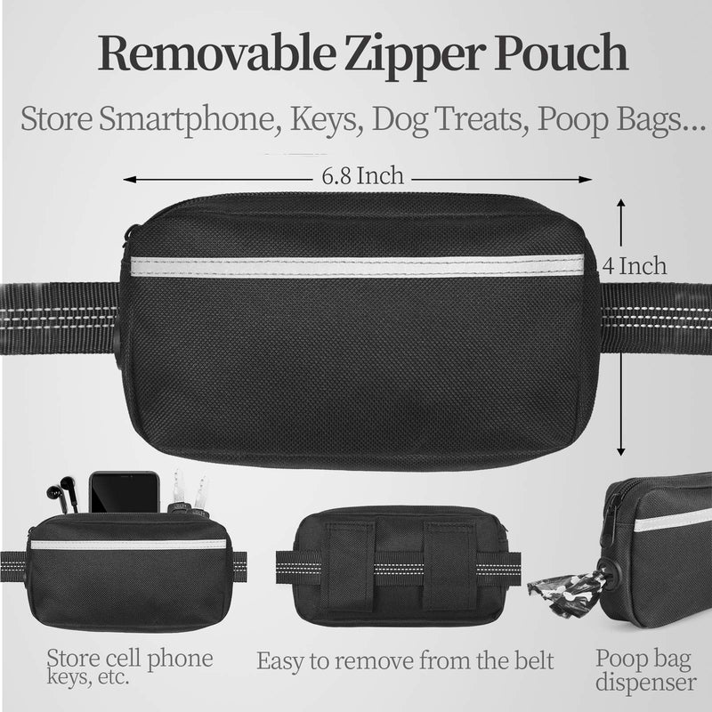 iYoShop Hands Free Dog Leash with Zipper Pouch, Dual Padded Handles and Durable Bungee for Walking, Jogging and Running Your Dog, Medium (8-25 lbs) | Large (25-150 lbs) Black - PawsPlanet Australia