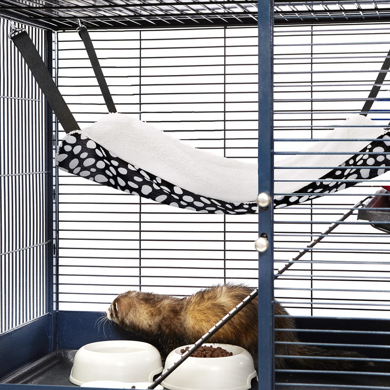 2 Pieces Reversible Cat Hanging Hammock Soft Breathable Pet Cage Hammock with Adjustable Straps and Metal Hooks Double-Sided Hanging Bed for Cats Small Dogs Rabbits Leopard and Dot S - PawsPlanet Australia
