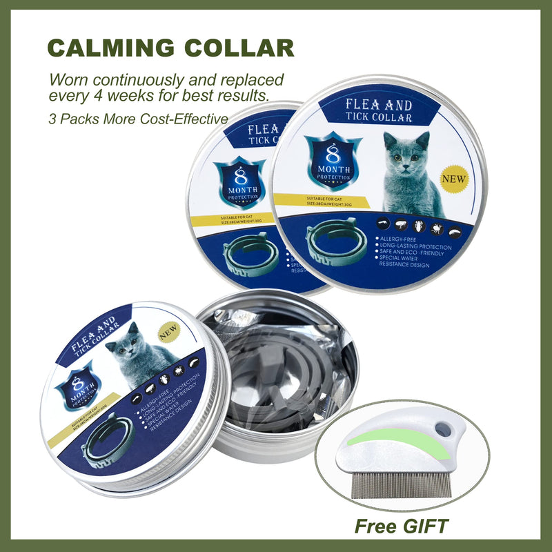 EJiaDuola Calming Collar for Cats 3 Pack Pheromones Calming Collar Relieve Reduce Anxiety for Kittens or Small Dogs Breakaway Stress Relaxing Collar - PawsPlanet Australia