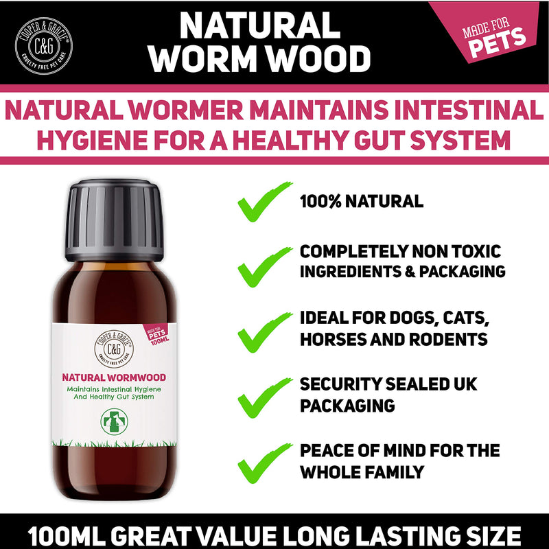 C&G Pets | Natural Worm Wood | Natural Solution For Intestinal Health No Nasty Chemicals | Powerful Colon Cleanse For Dogs, Cats, Poultry, Birds, Ferrets, Rabbits & Pets - PawsPlanet Australia