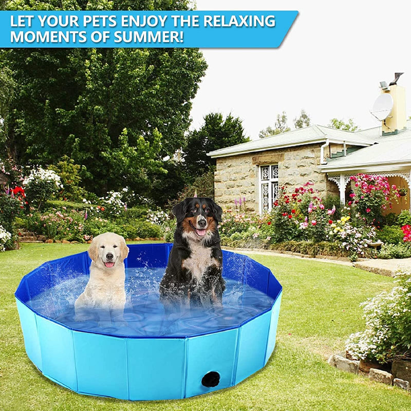 Dyna-Living Pet Paddling Pool Foldable Swimming Pool for Dogs Cats Kids Puppy Bathing Tub Portable PVC Non-Slip Pet Kid Foldable Pool for Indoor Patio Yard Garden - PawsPlanet Australia