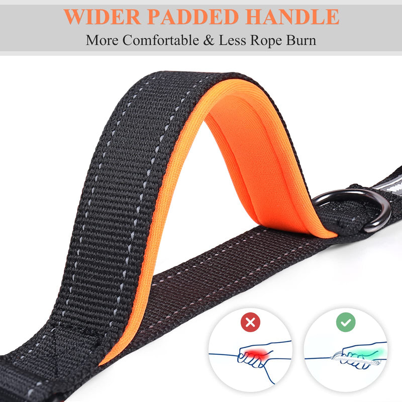 VIVAGLORY Hands Free Dog Leash with Shock-absorbing Bungee for Medium & Large Dogs, Reflective Adjustable Waist Leash with Dual Padded Handle for Walking, Jogging, Running, Hiking S (25½"~44"/ 65~112cm) - waistline Black/Orange - PawsPlanet Australia