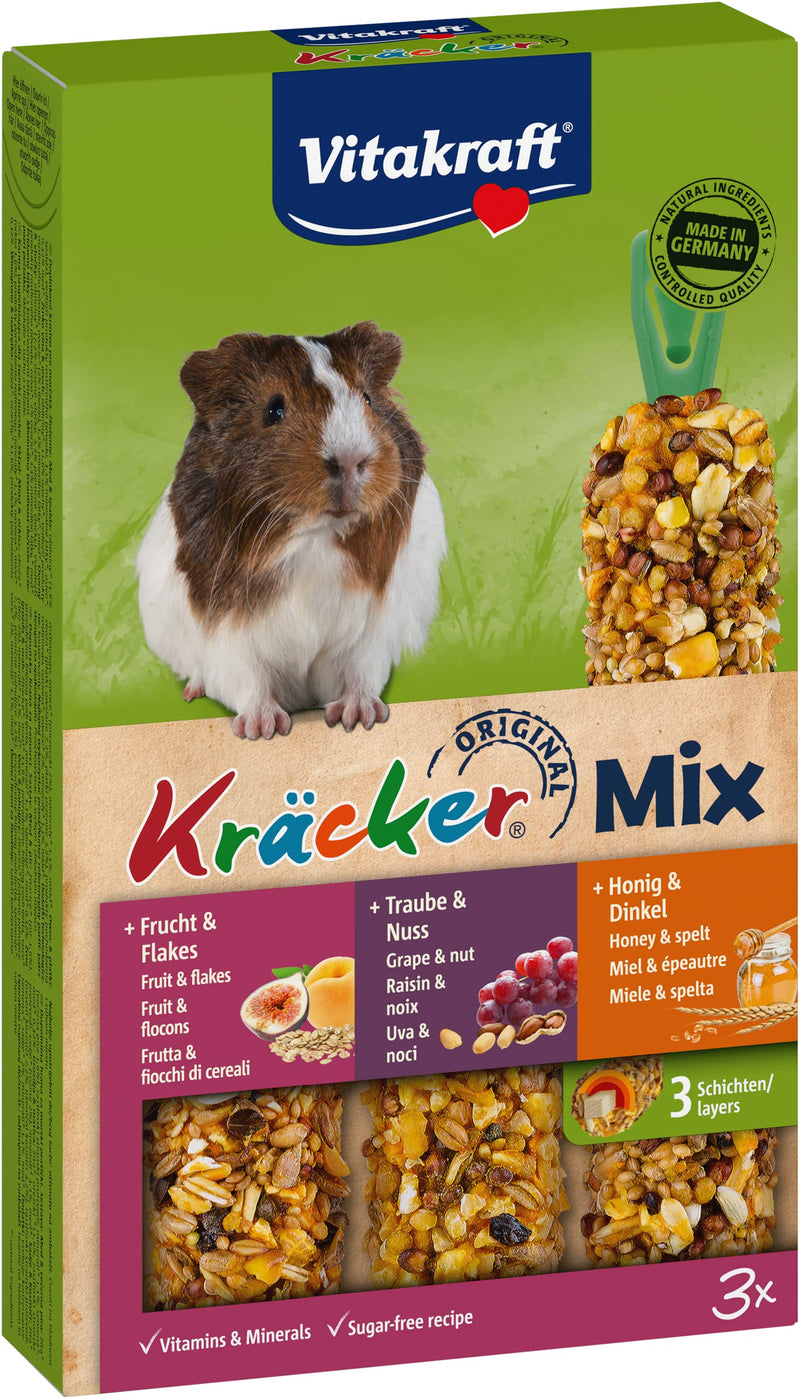 Vitakraft Cracker Trio, rodent snack for guinea pigs, with honey, with nuts, with fruit (1x 3 pieces) - PawsPlanet Australia