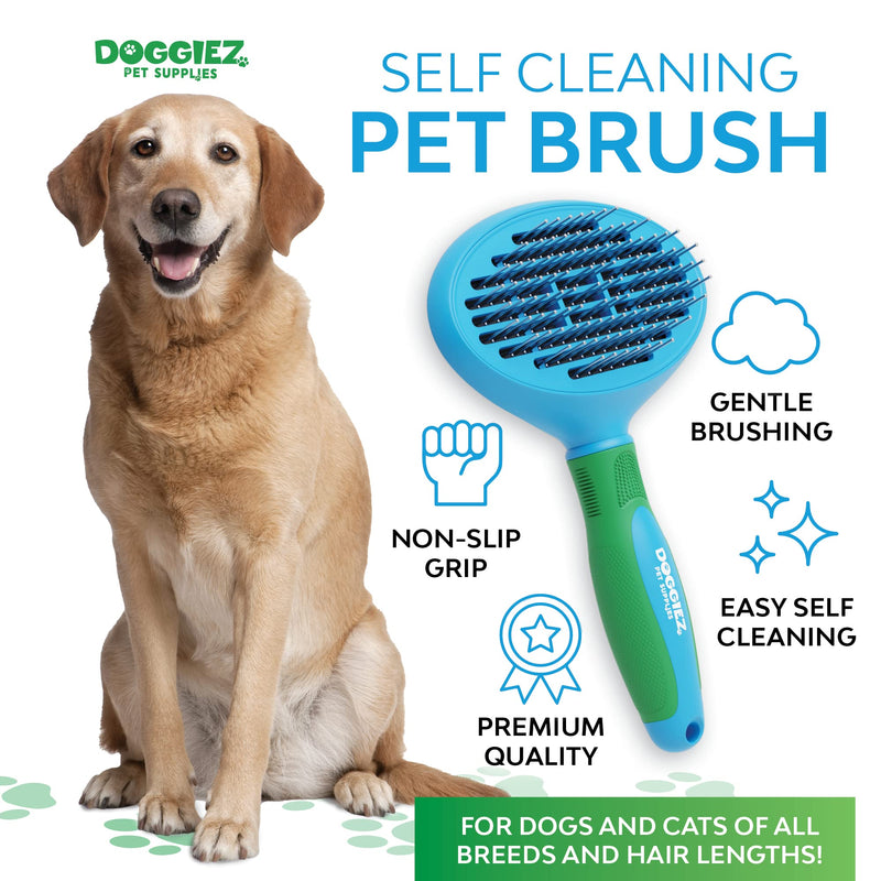 Doggiez Pet Supplies - Self Cleaning Pet Brush for Dogs and Cats - Cat Brush, Dog Hair Brush for Shedding - Cat Grooming Tool Dog Brush for Long & Short Haired Pets - Cat Comb & Dog Shedding Brush - PawsPlanet Australia